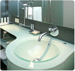 Back painted glass splashback
