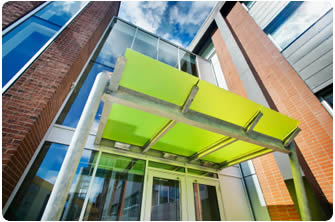 Laminated glass on a building
