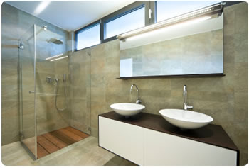 Mirrored glass in bathroom

