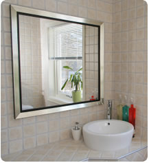 Mirrored glass in bathroom
