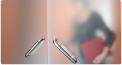 Frosted glass office doors